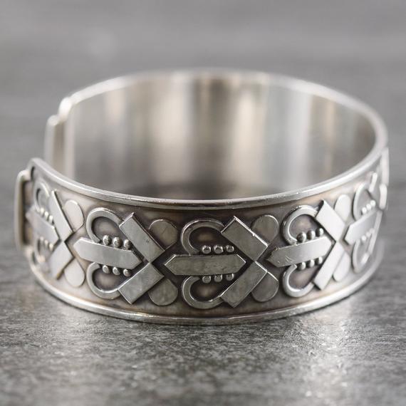 Vintage Sterling Silver Etched Slide orders Bracelet from the 1940s